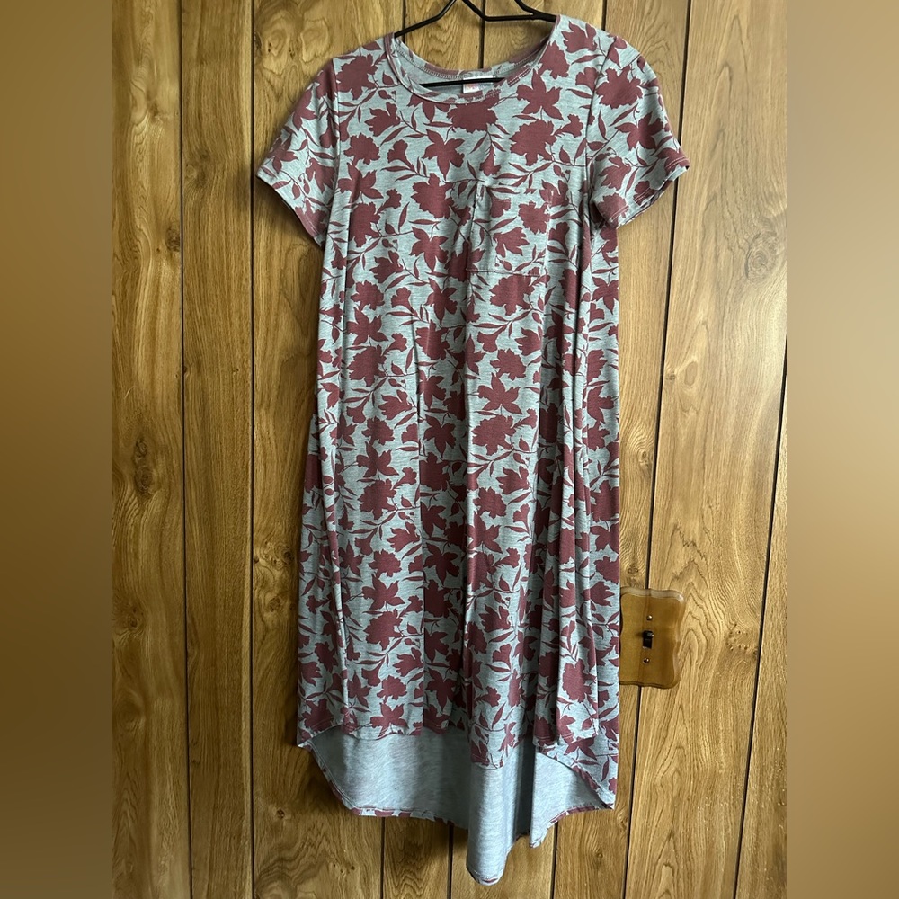 XS Lularoe Gray and Burgundy Floral Carly